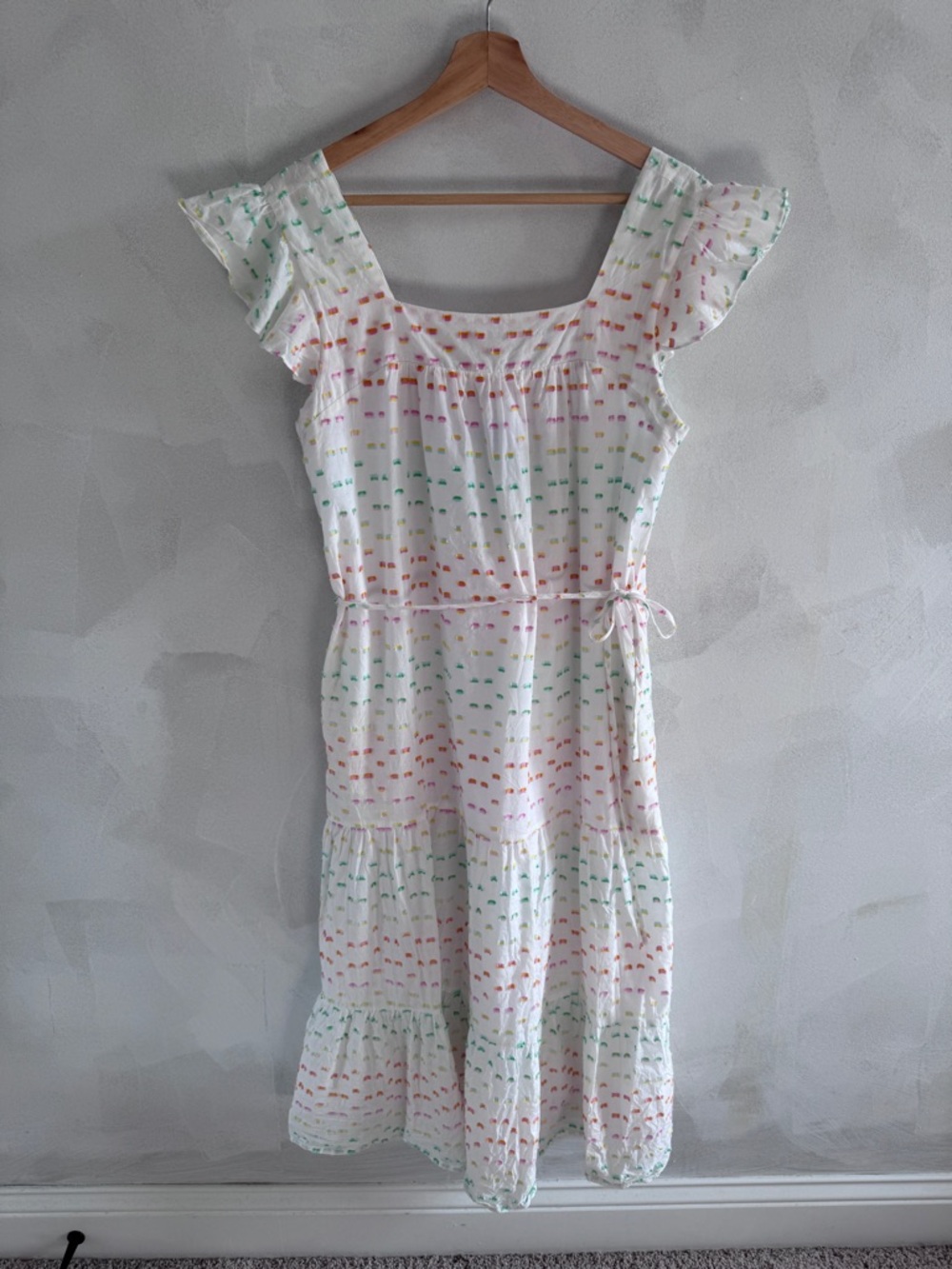 Draper James White Midi Dress with Pink, Green and Orange Print